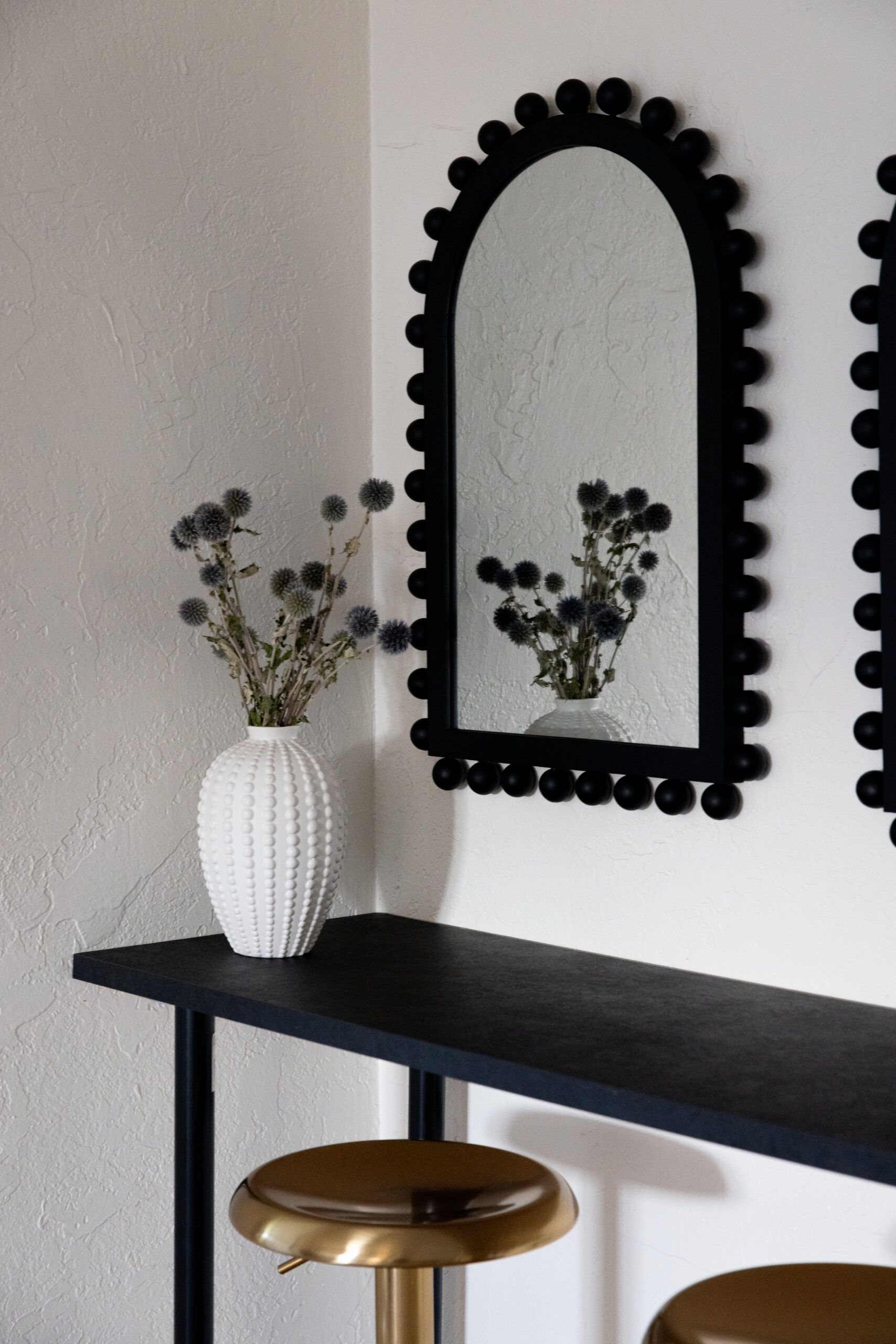 Black Wood Ball Arched Mirror - Image 6