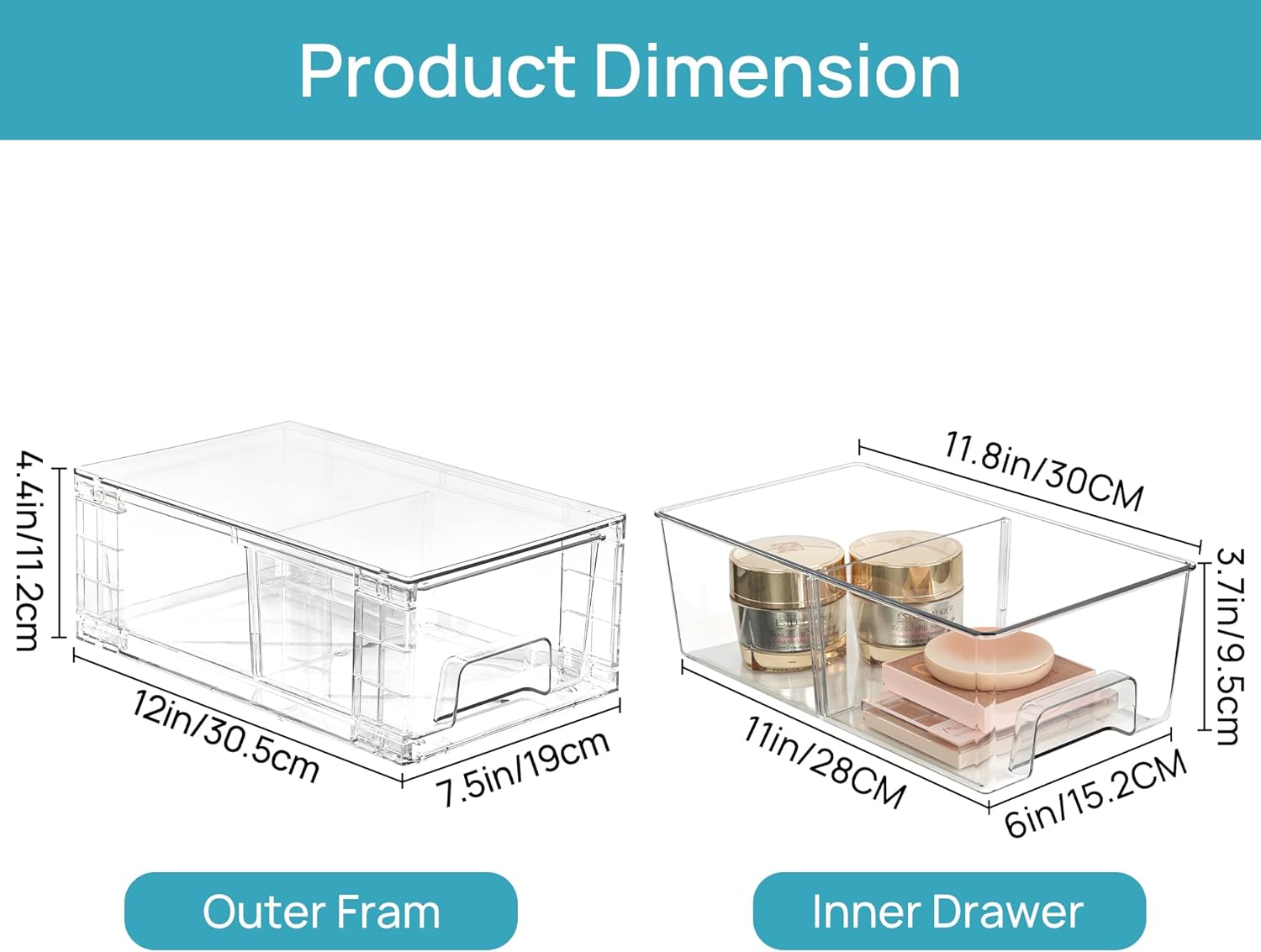 4 Pack Stackable Acrylic Storage Drawers - Image 3