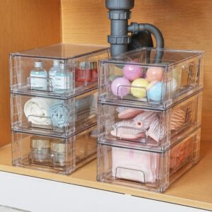 clear, stackable drawer organizers