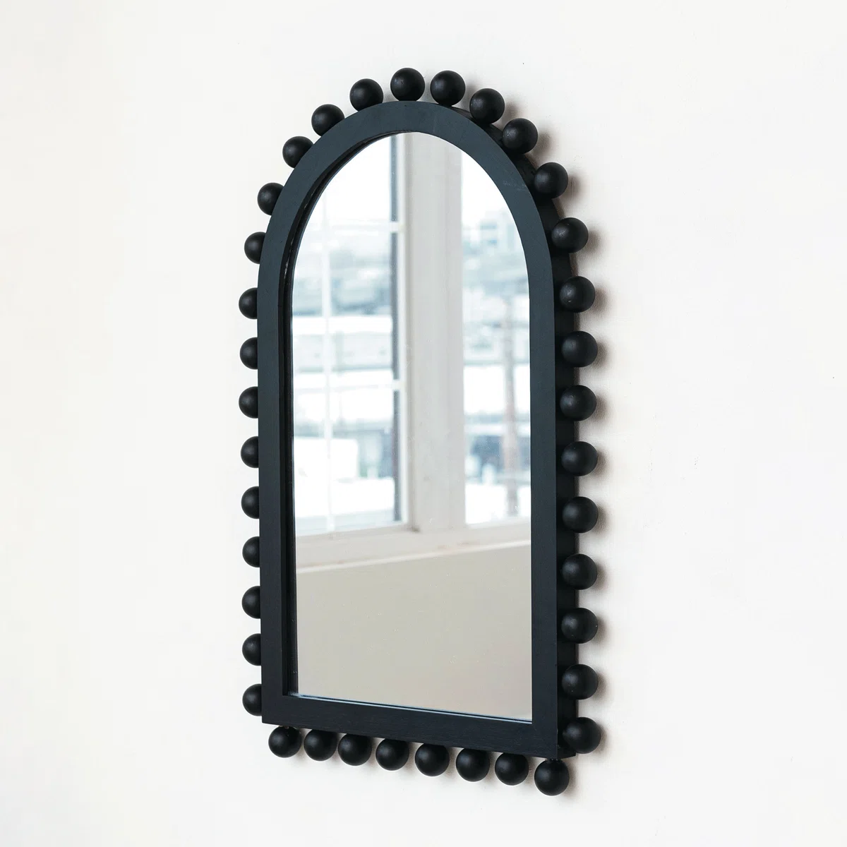 Black Wood Ball Arched Mirror - Image 2