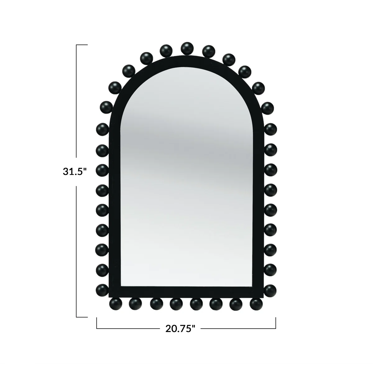 Black Wood Ball Arched Mirror - Image 3
