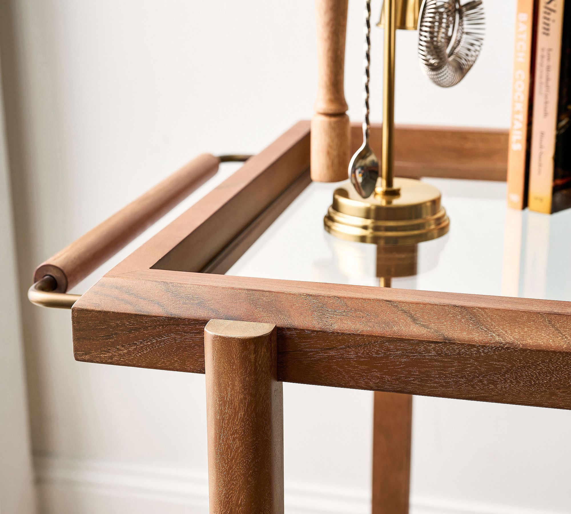 Wood and Brass Bar Cart - Image 3