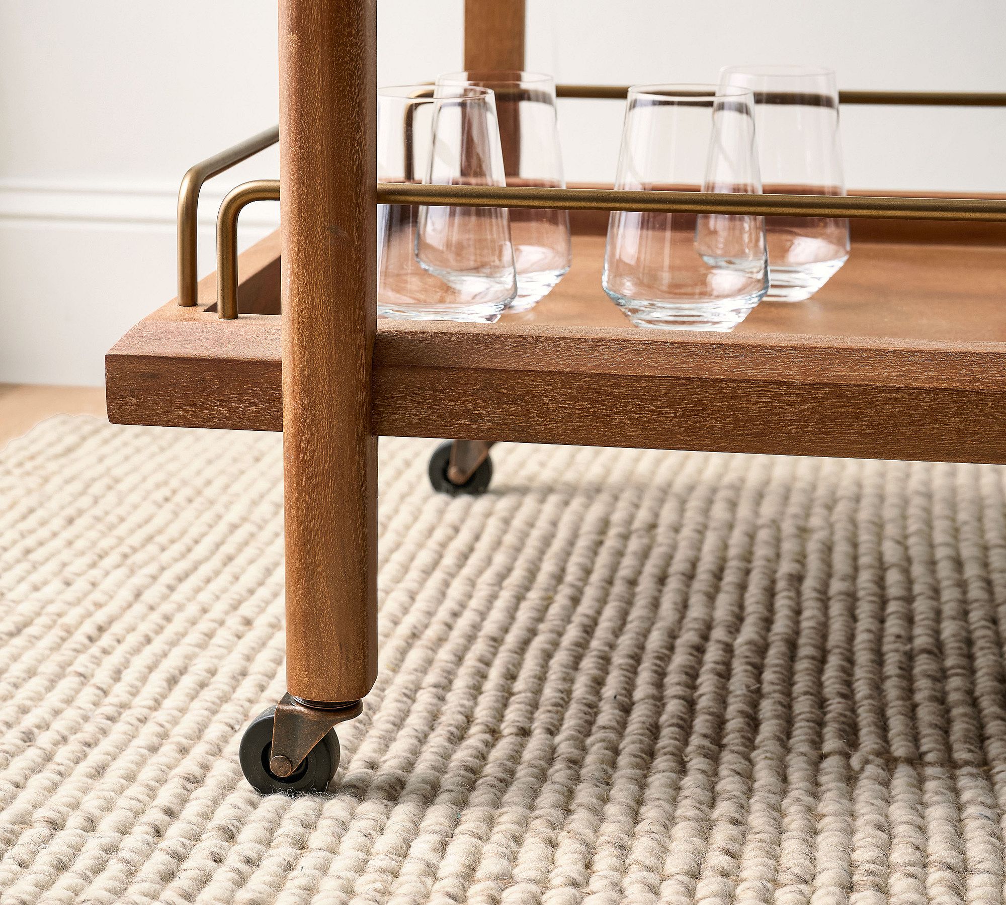 Wood and Brass Bar Cart - Image 4