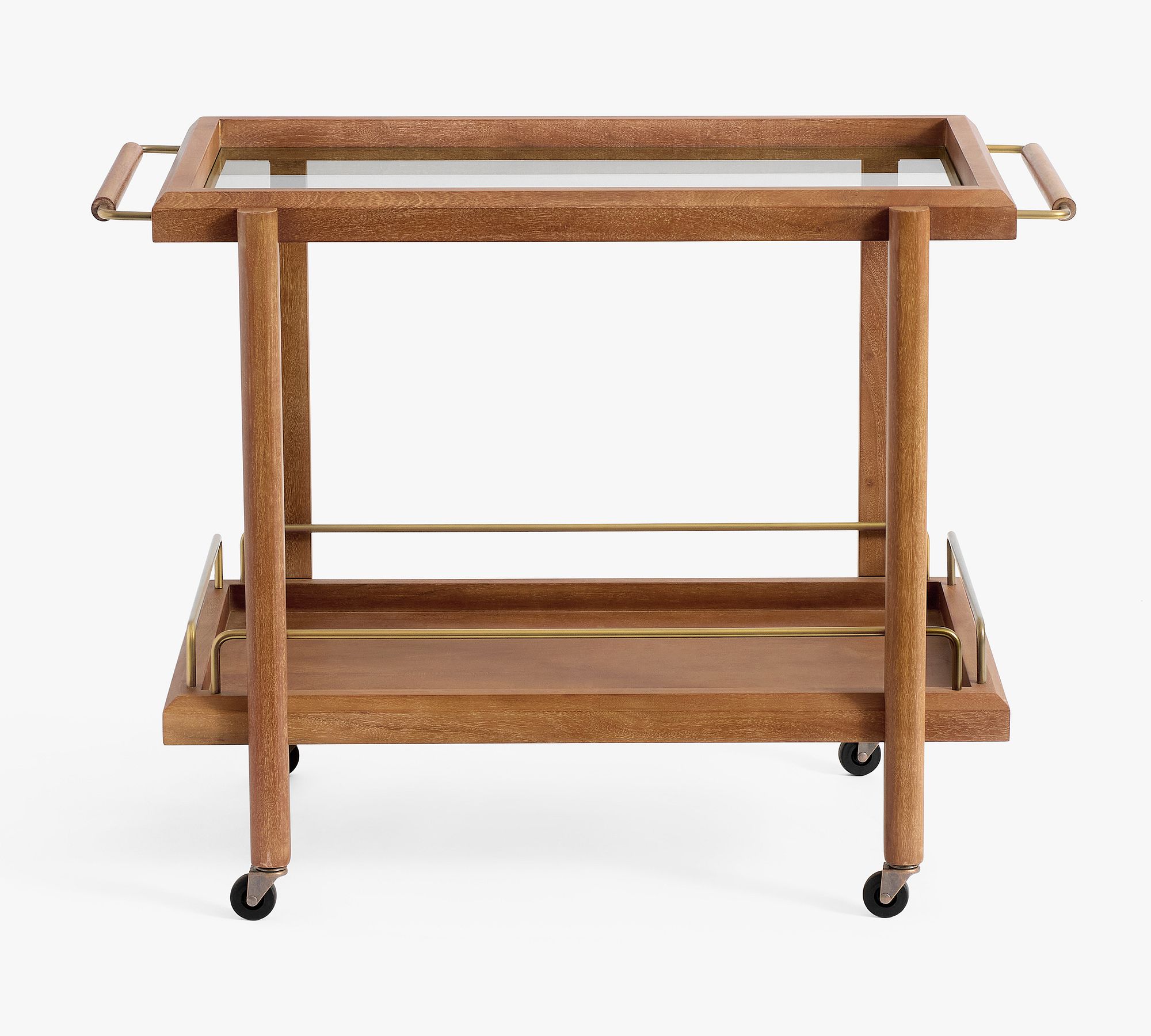 Wood and Brass Bar Cart - Image 2
